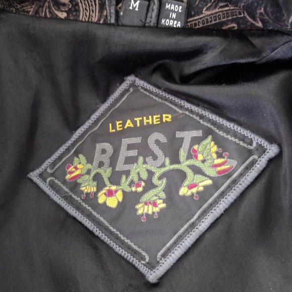 Vintage 1980s Black Leather & Suede Oversized Double Breasted Coat M /L - Picture 10 of 14